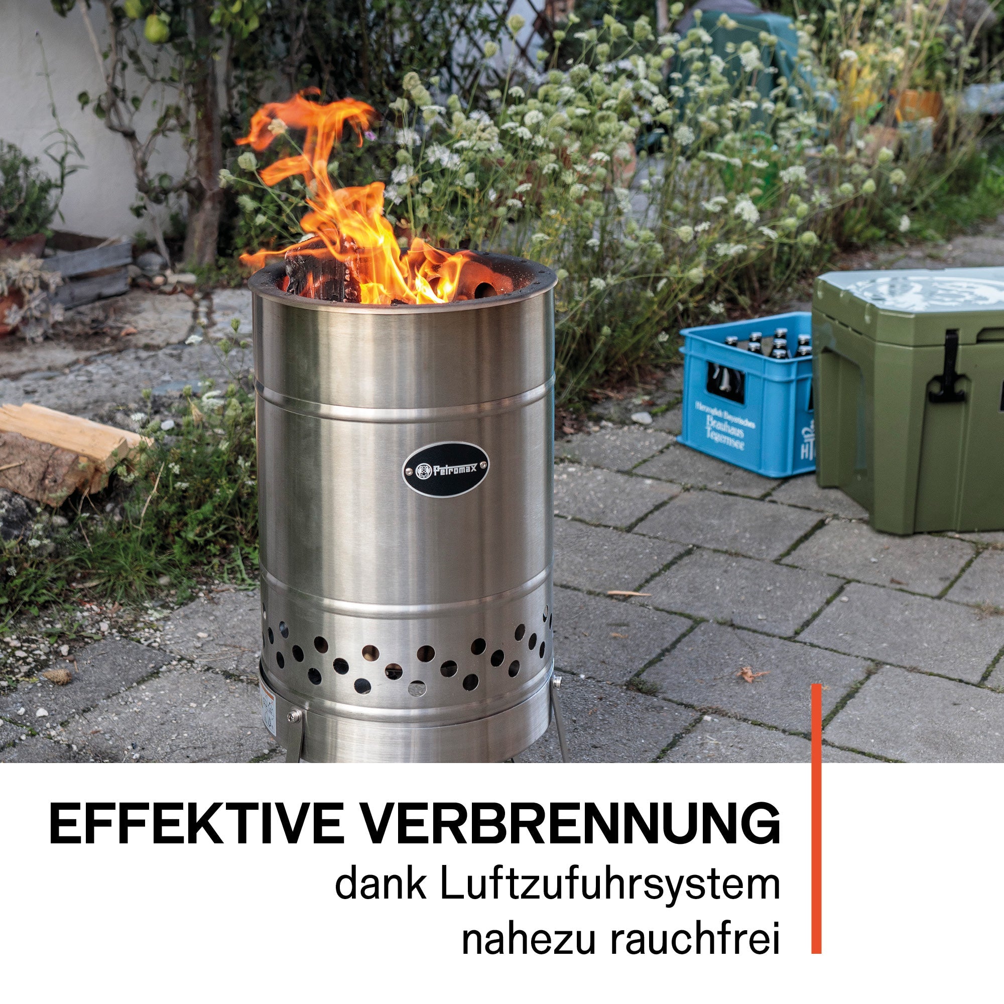 Petromax Feuertonne Pyron mit raucharmem Feuer