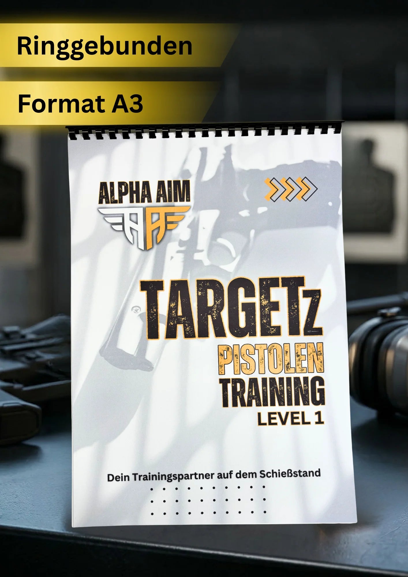ALPHA AIM TARGETz Pistolentraining Level 1 – A3-Zielscheibenblock Produktansicht