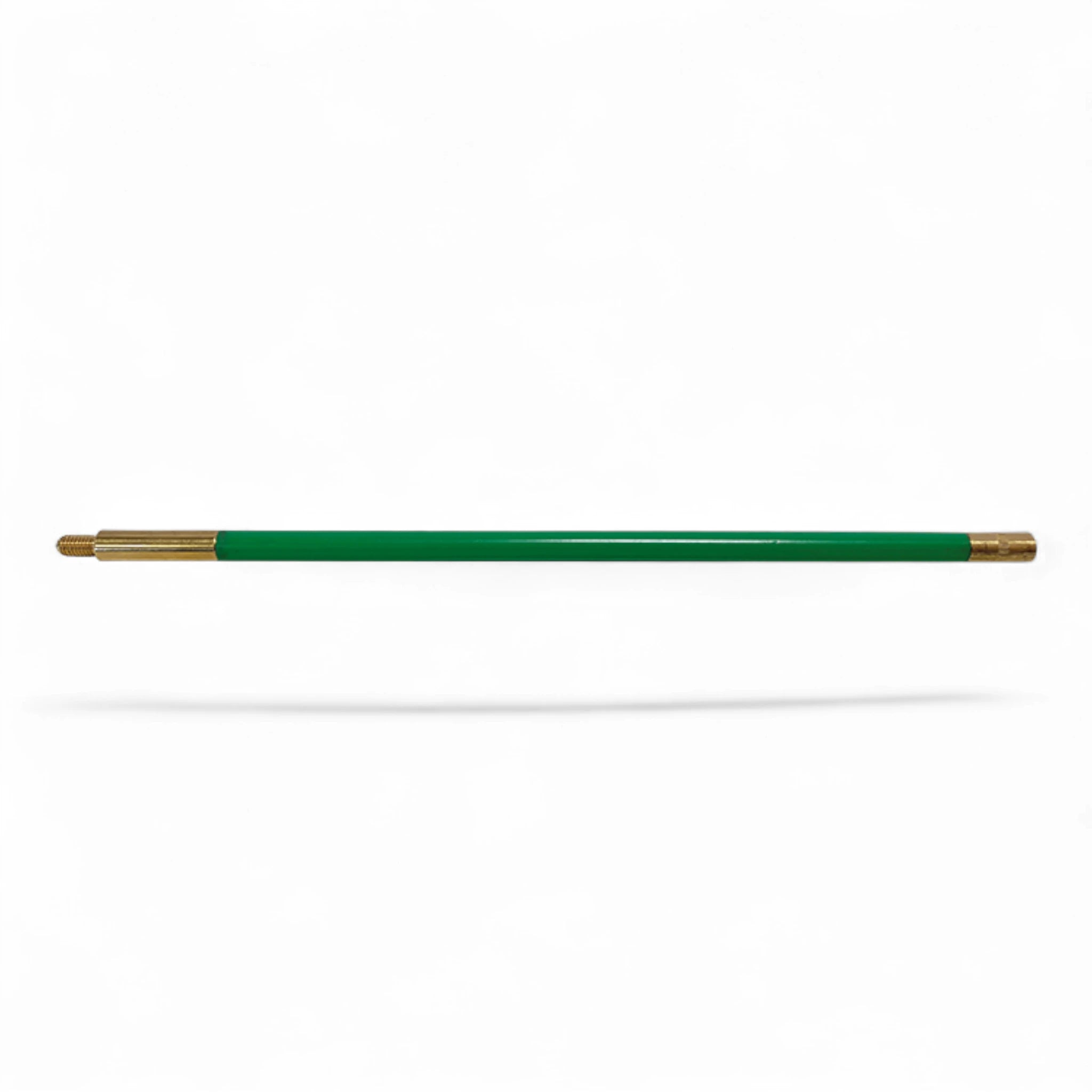 Grüner Reinigungsstab aus Metall mit goldfarbenen Gewinden an beiden Enden, 22 cm lang.