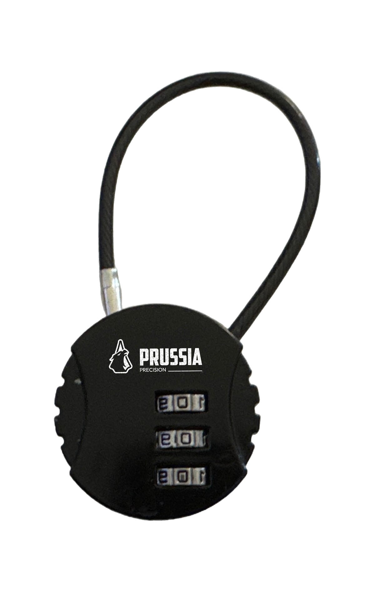 PRUSSIA PRECISION 3-stelliges Zahlen-Kabelschloss – Vorderansicht