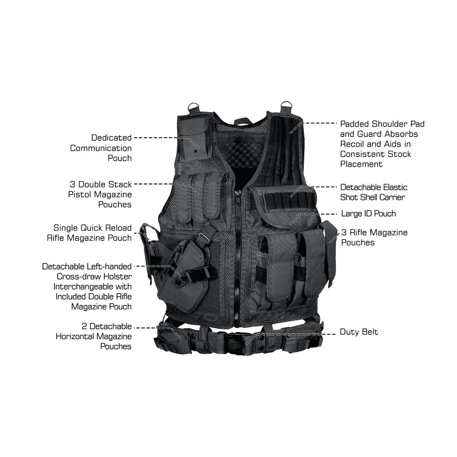 UTG 547 Tactical Vest Left Handed Rueckenansicht Webbing