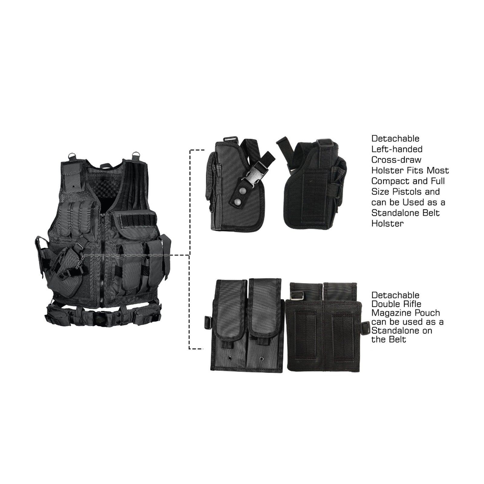 UTG 547 Left Handed Holster und Magazintaschen Detail