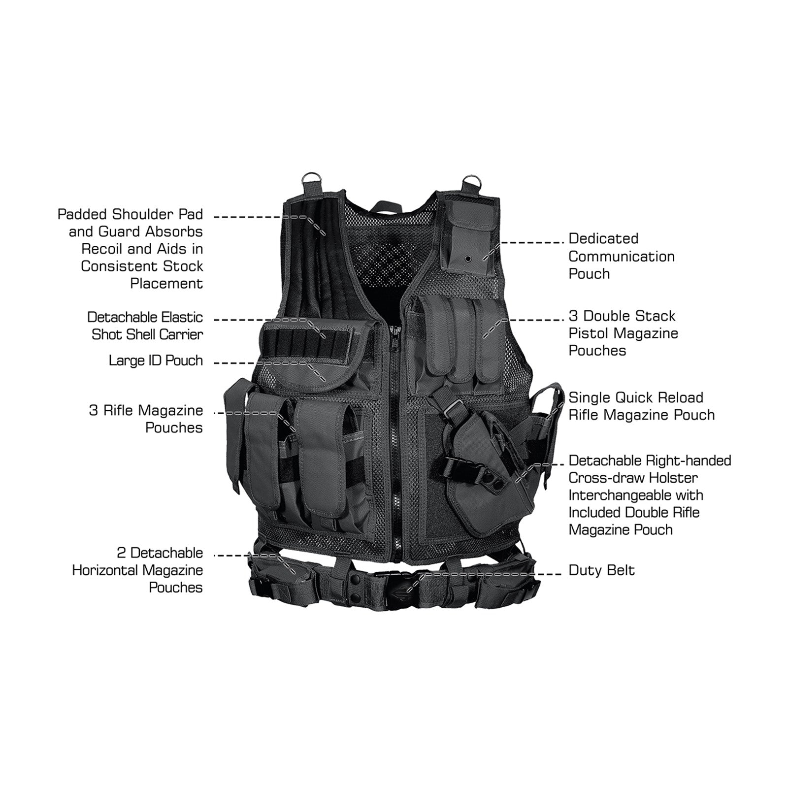 UTG 547 Tactical Vest Right Handed Rueckenansicht Webbing