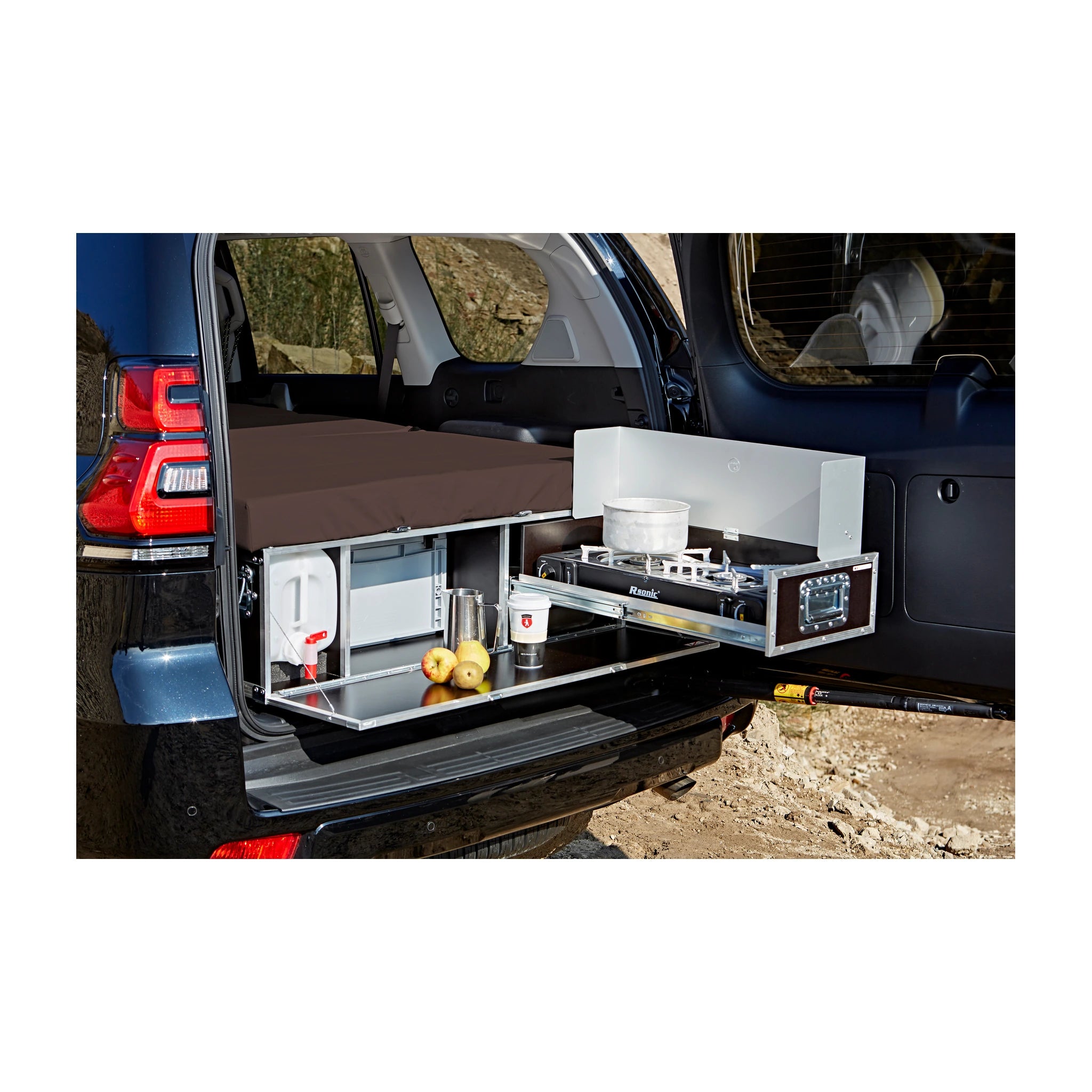 QUQUQ FlatBox Campingbox für Toyota Land Cruiser & flache Kofferräume – flatbox heckkueche land cruiser