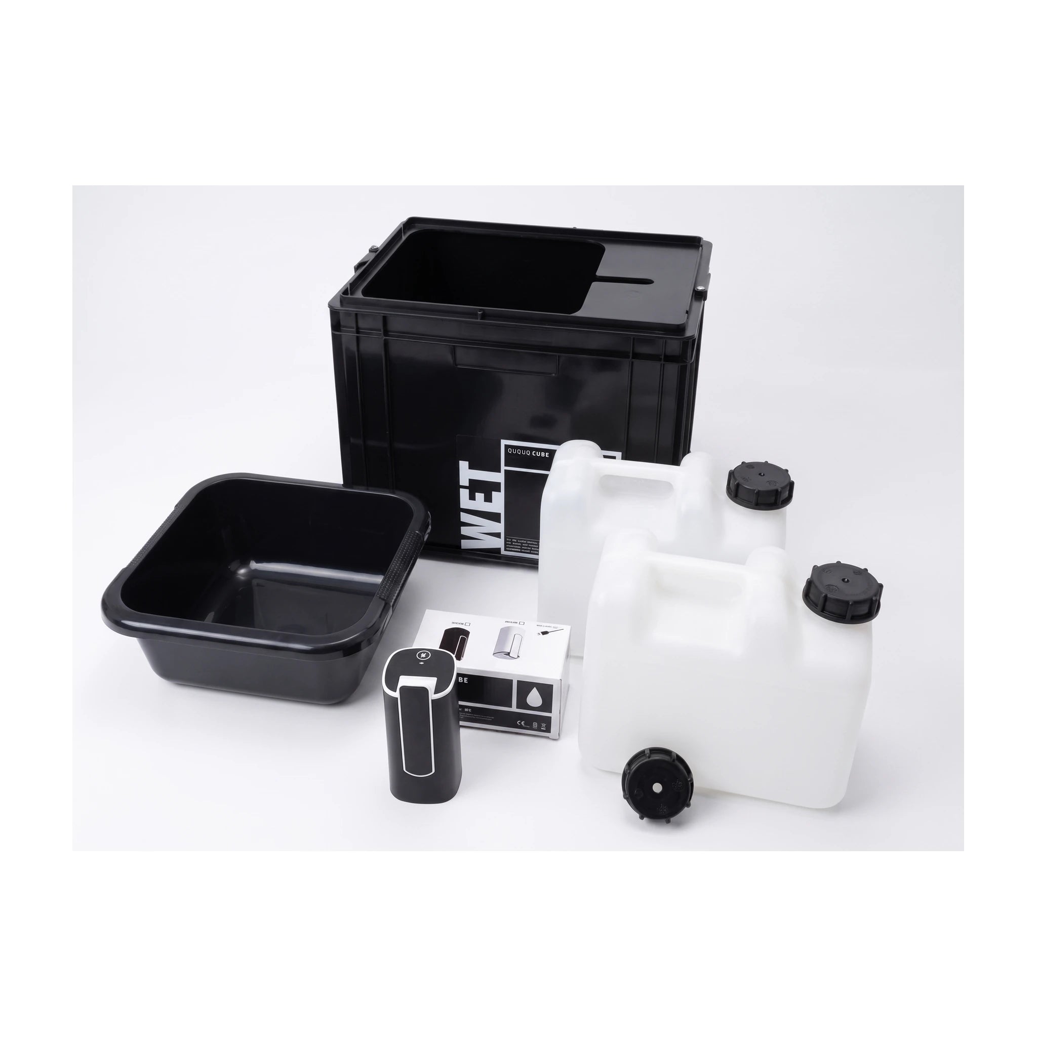 QUQUQ CORE WET CUBE Wasserbox mit Akku-Wasserhahn – wet cube lieferumfang