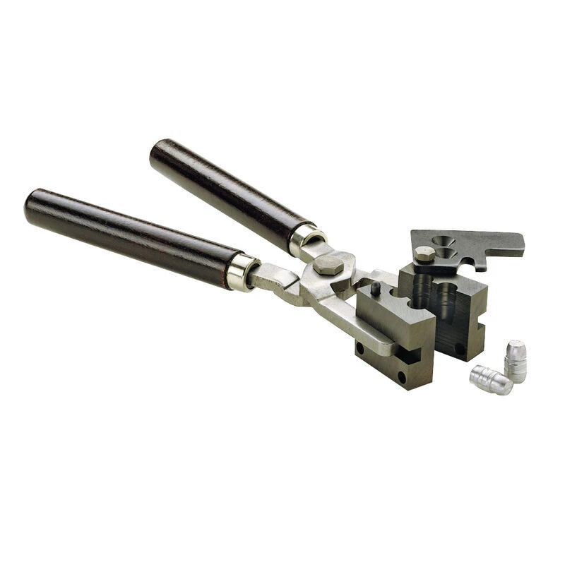 RCBS 80025 Griffe für Geschossgussformen mit montierter RCBS-Gießform als Anwendungsbeispiel
