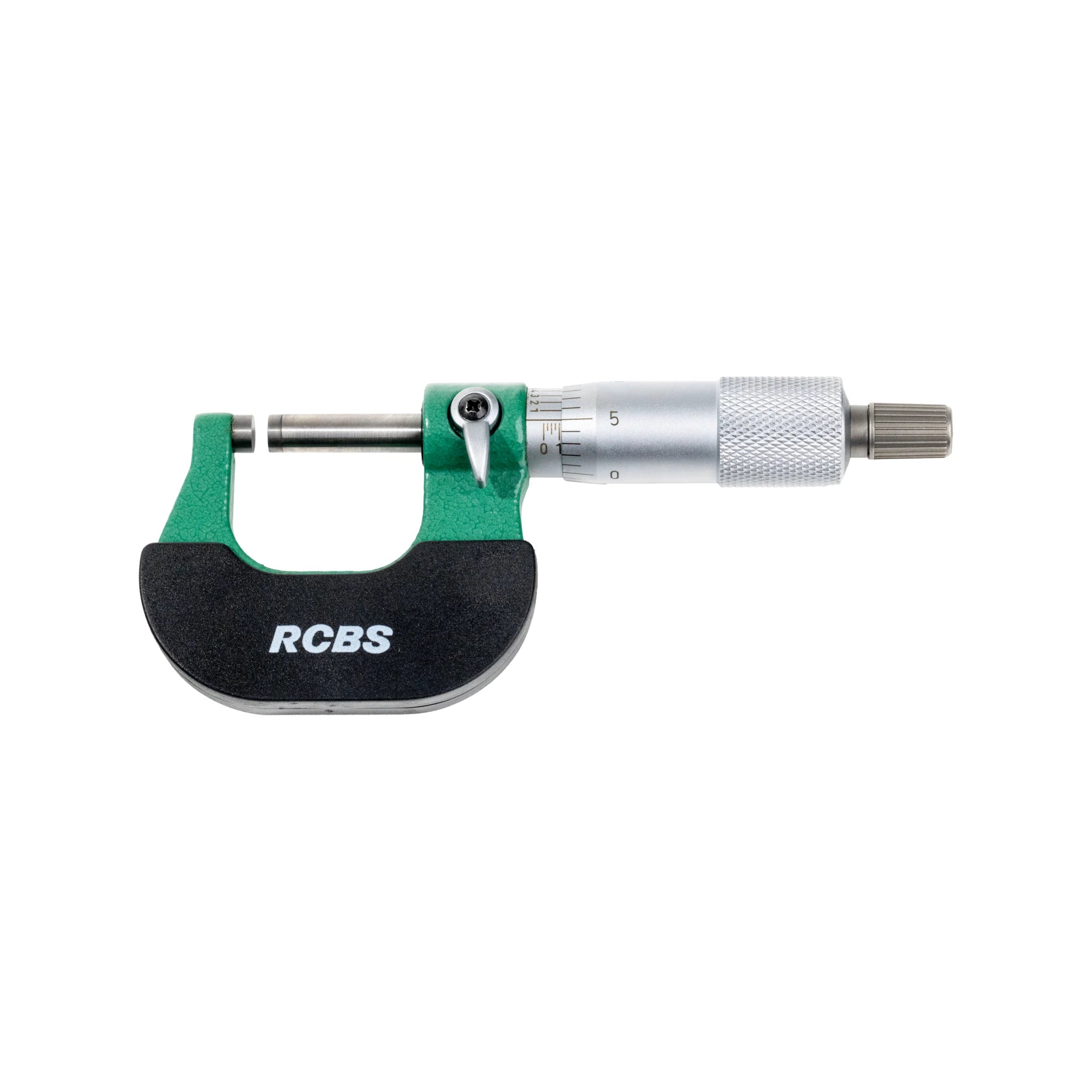 RCBS 87321 Bügelmikrometer mit Ratsche und Messspindel in Seitenansicht