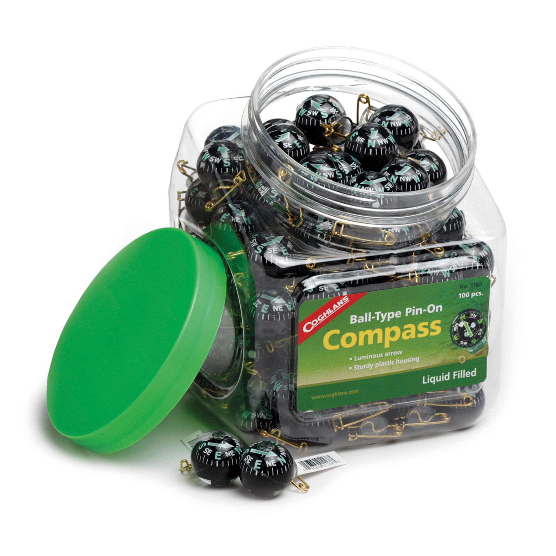 Coghlans Pin-On Kompass – Bowl mit 100 Stück