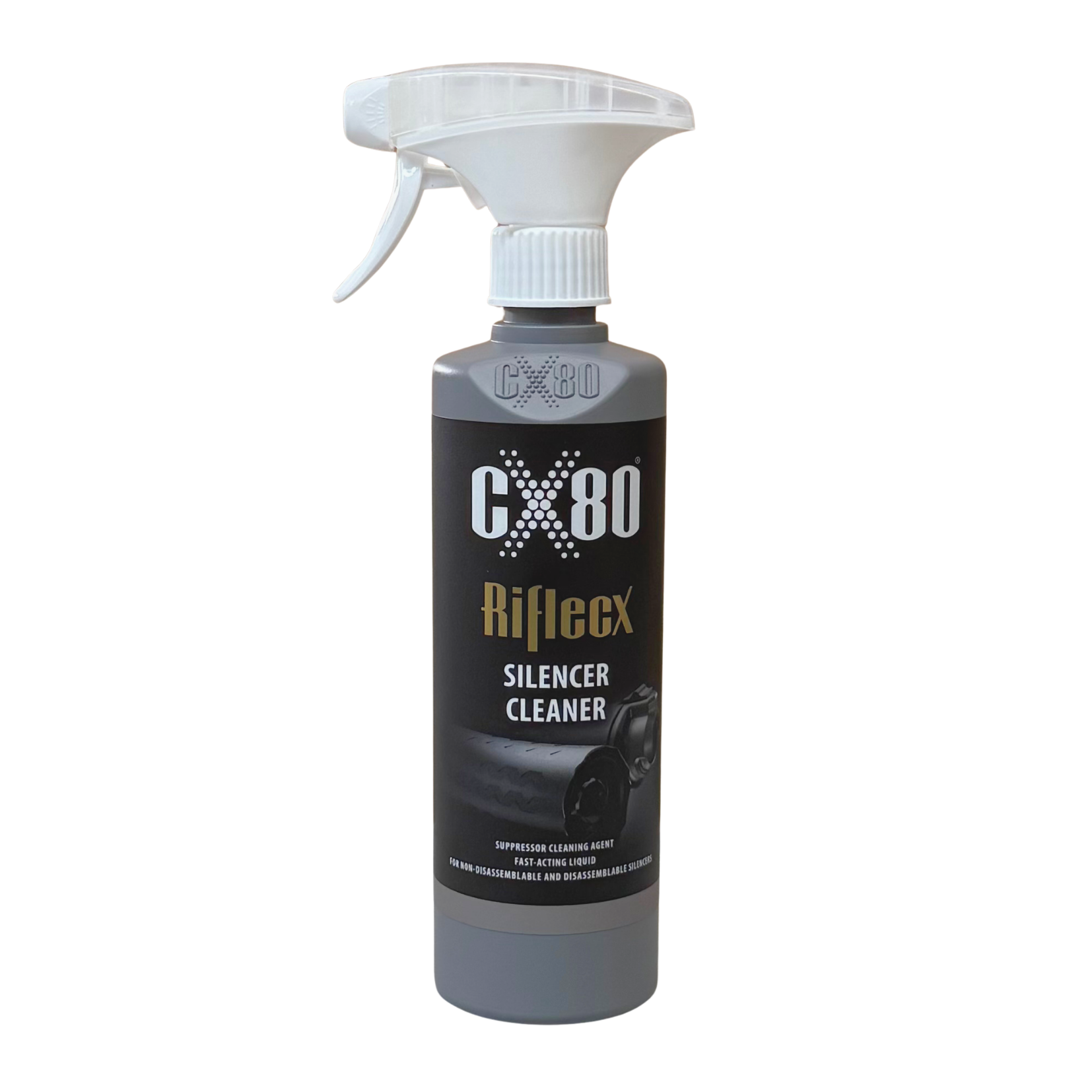 RifleCX Silencer Cleaner 500 ml – offizielles Herstellerbild; Verkaufseinheit 12 Flaschen