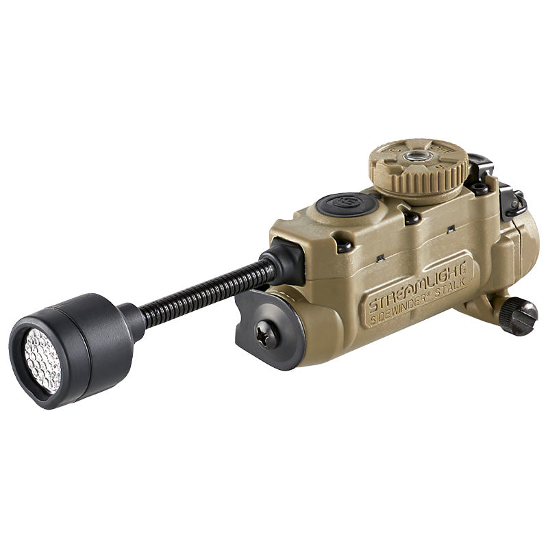 Streamlight Sidewinder Stalk in Coyote mit flexiblem Leuchtenhals und Clip, Vorderansicht