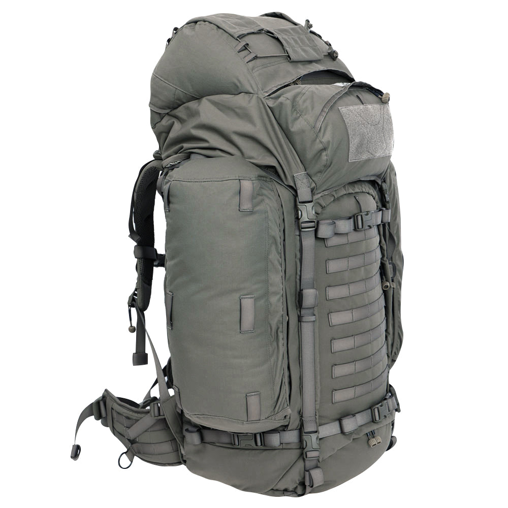 SnigelDesign 100L Backpack 2.0 Steingrauoliv – Frontperspektive