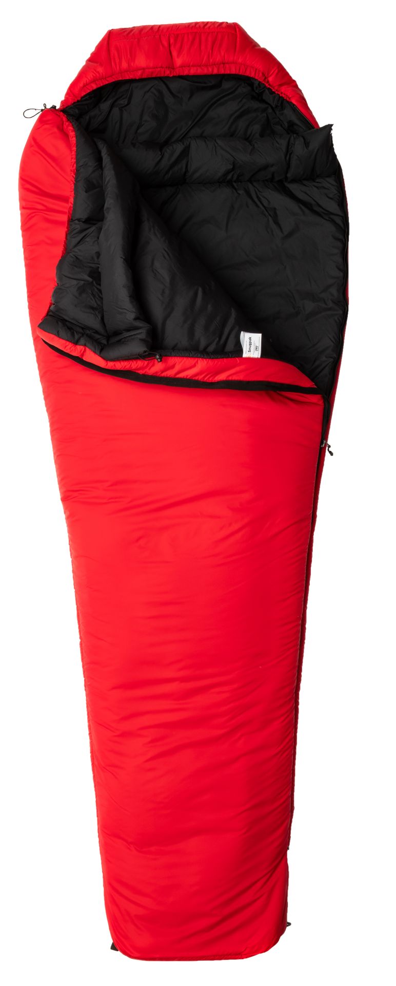 Snugpak Softie 12 Endeavour Extra Long Schlafsack in Rot geöffnet mit schwarzem Innenfutter