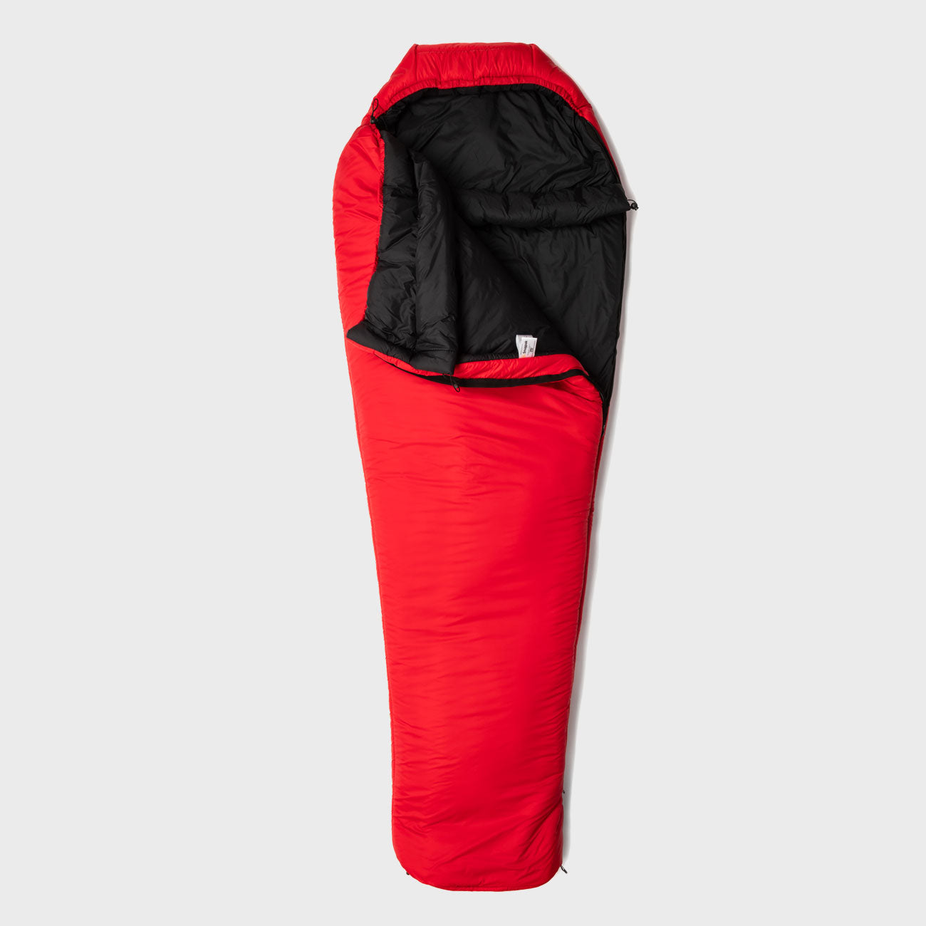 Snugpak Softie 15 Extra Long Rot Schwarz geöffnet – Innenfutter und rechter Reißverschluss