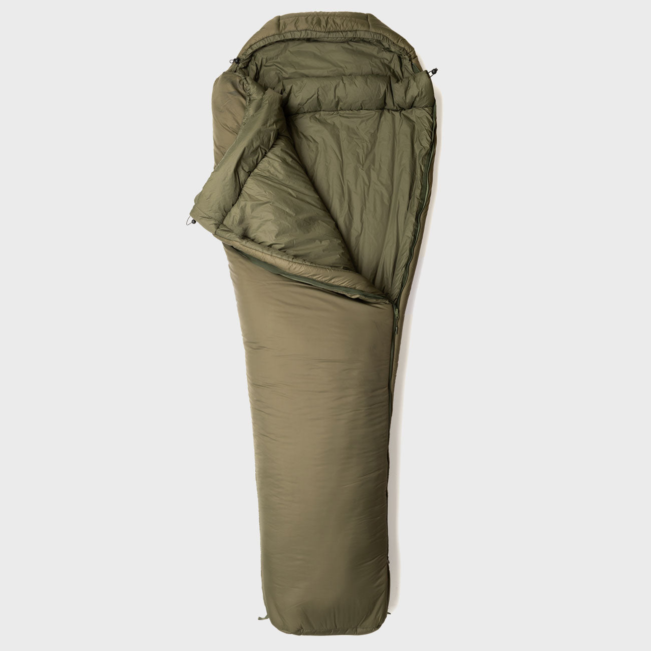 Snugpak Softie 15 WGTE XL Olive geöffnet – Innenfutter und Seitenreißverschluss