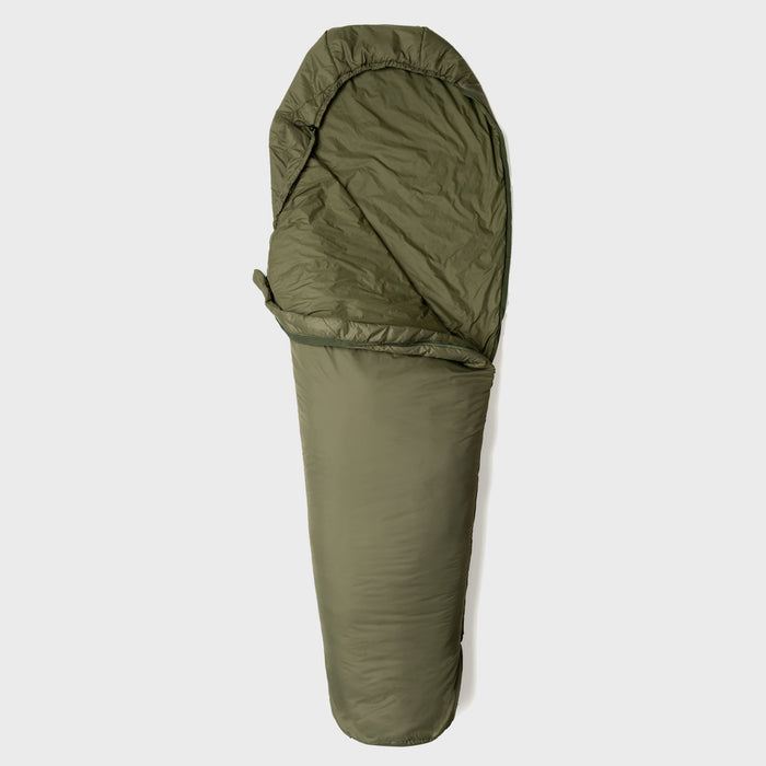 Snugpak Softie 3 Merlin Oliv – geöffnet mit Innenfutter