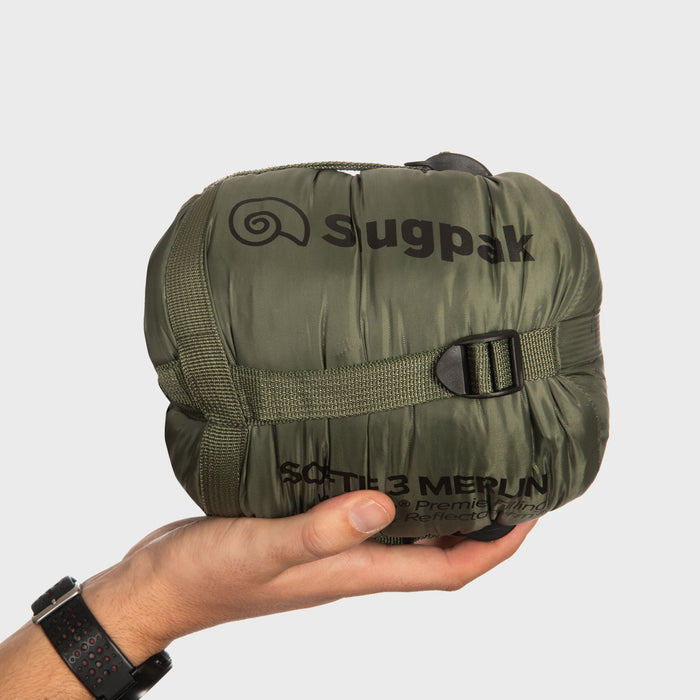 Snugpak Softie 3 Merlin Oliv – im Kompressionspacksack