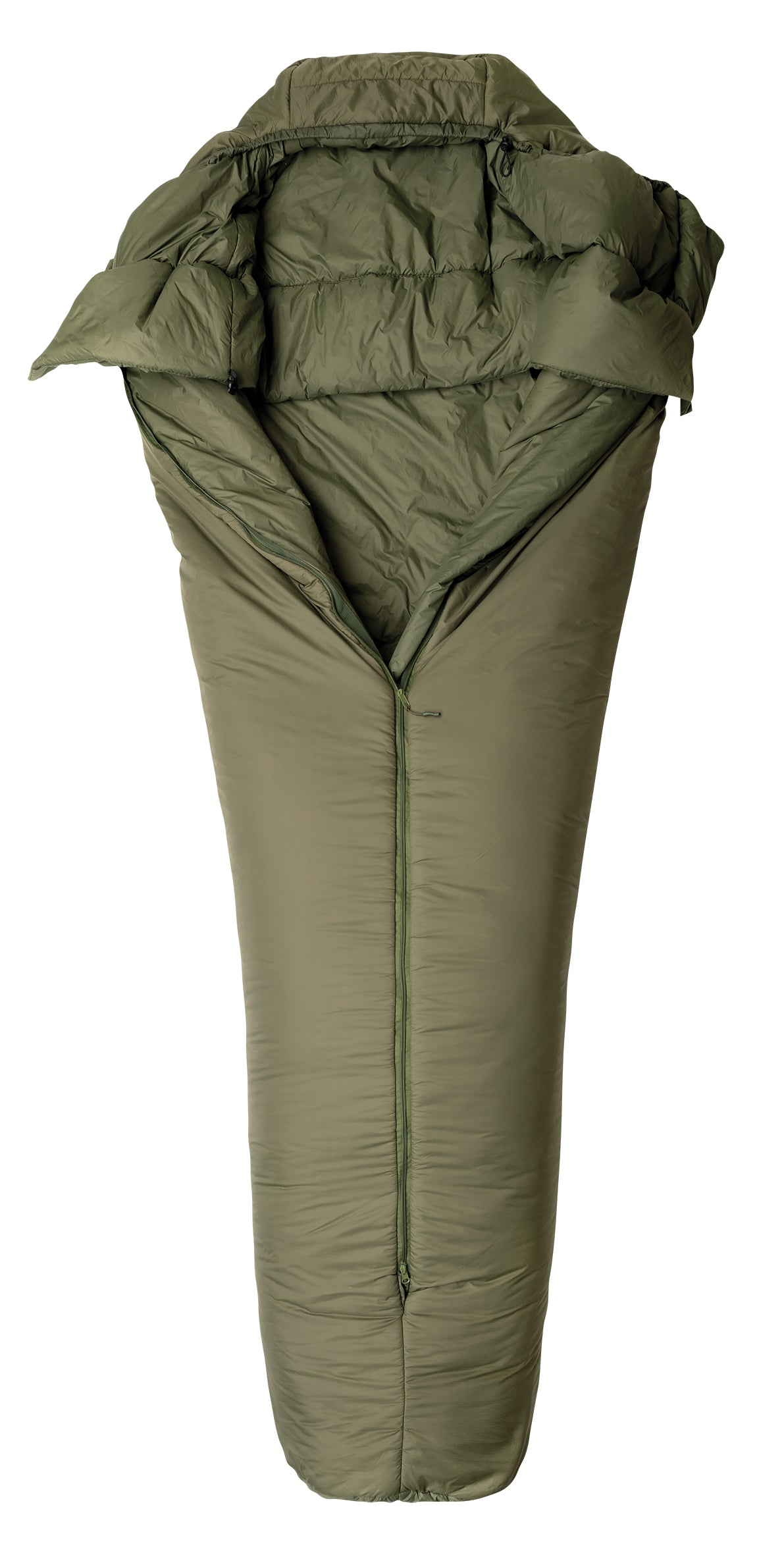Snugpak Special Forces 2 Extra Long Schlafsack in Oliv geöffnet mit Zentralreißverschluss