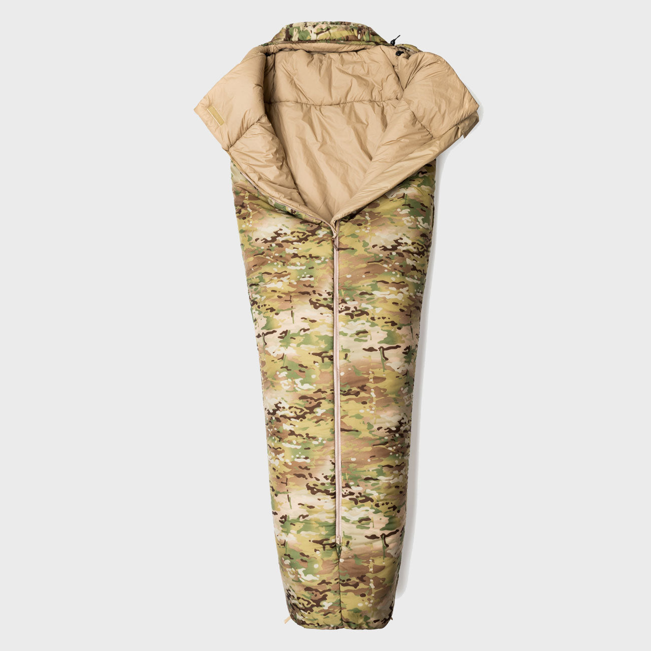 Snugpak Special Forces 2 Multicam Schlafsack geöffnet – Innenfutter und Mittelreißverschluss