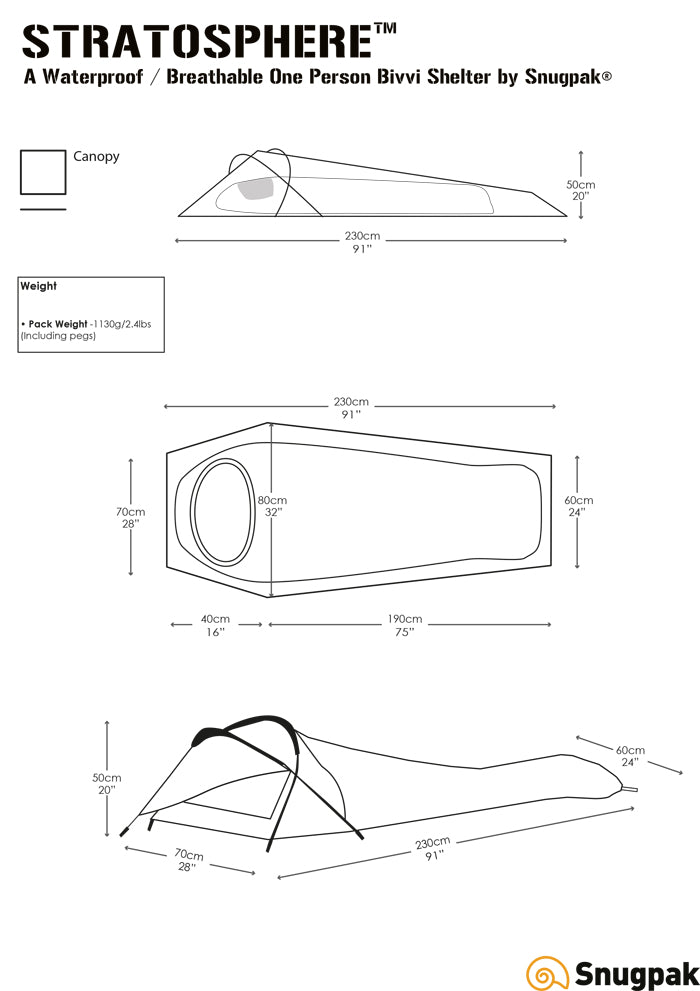 Snugpak Stratosphere Biwakzelt – Abmessungen und Innenraum