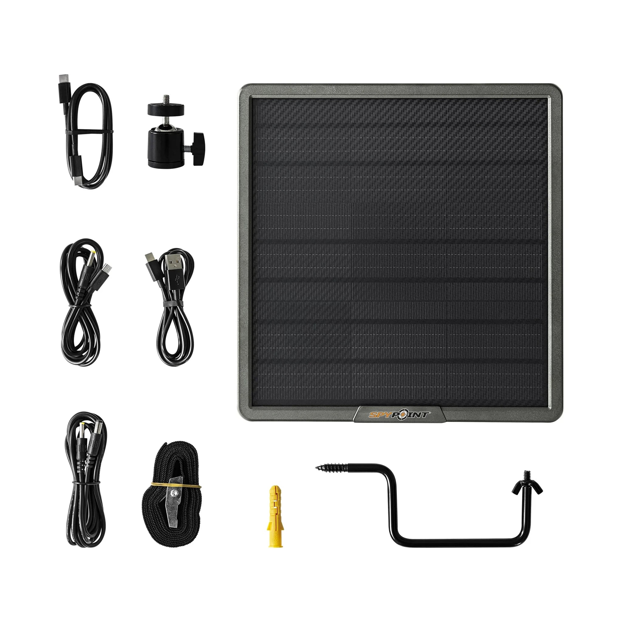 SPYPOINT SPLB-22 Solar-Powerbank mit Kabeln, Halterung und Befestigungsgurt