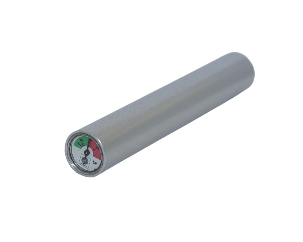STEYR SPORT Druckluftbehälter LP 190 mm in Silber mit integriertem Manometer – SKU 36347001