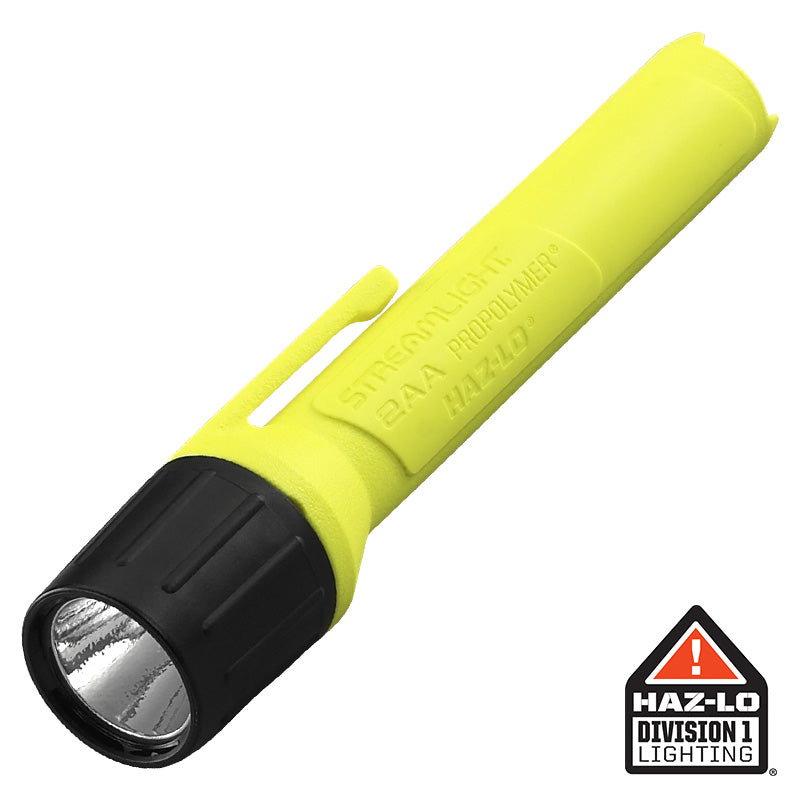 Streamlight 2AA ProPolymer HAZ-LO Taschenlampe in Gelb, schräge Hauptansicht