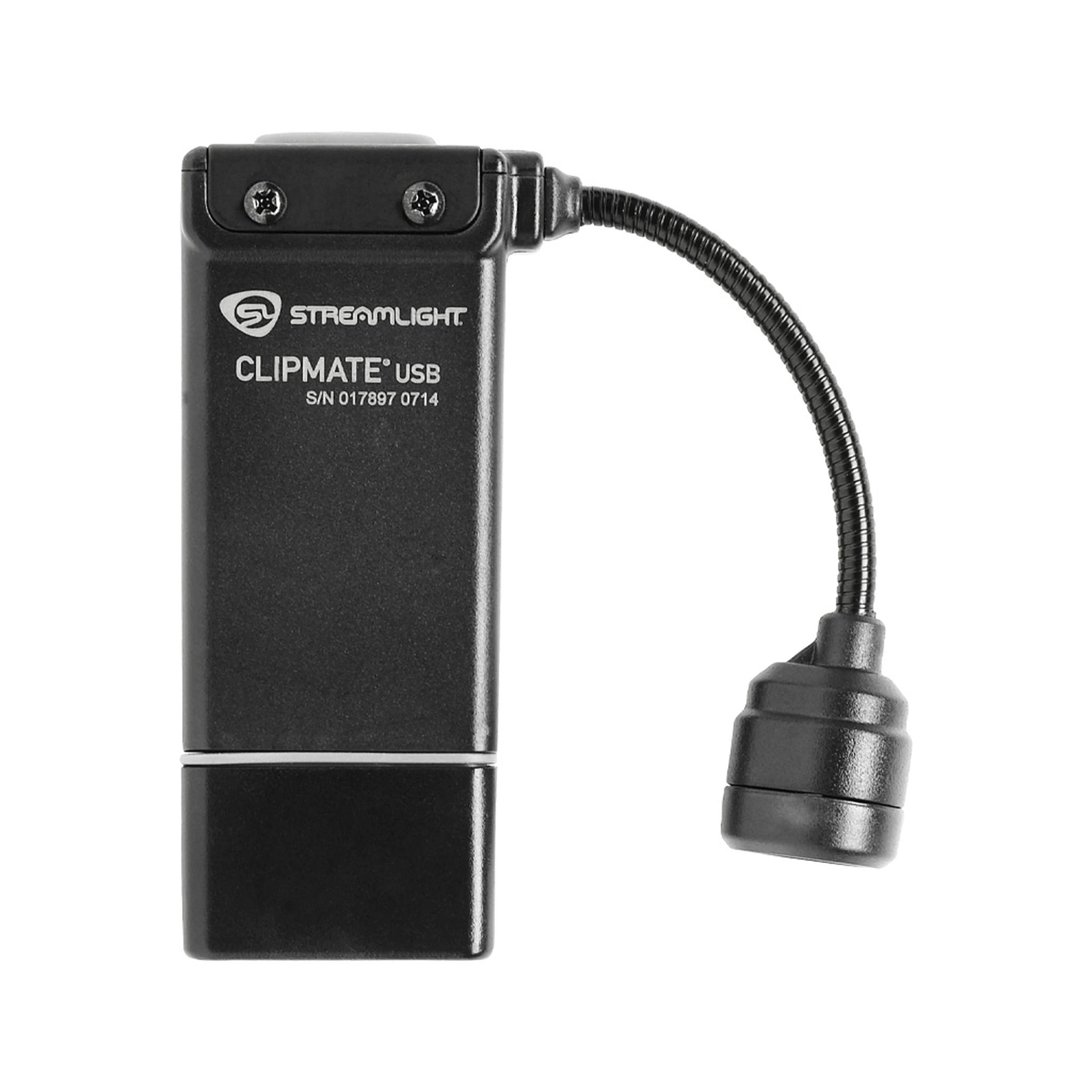 Streamlight ClipMate USB in der Vorderansicht mit weißer und roter LED