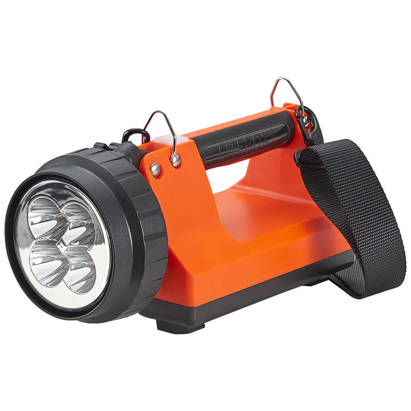 Streamlight E-Spot FireBox in Orange, Hauptansicht mit Tragegriff und Schultergurt