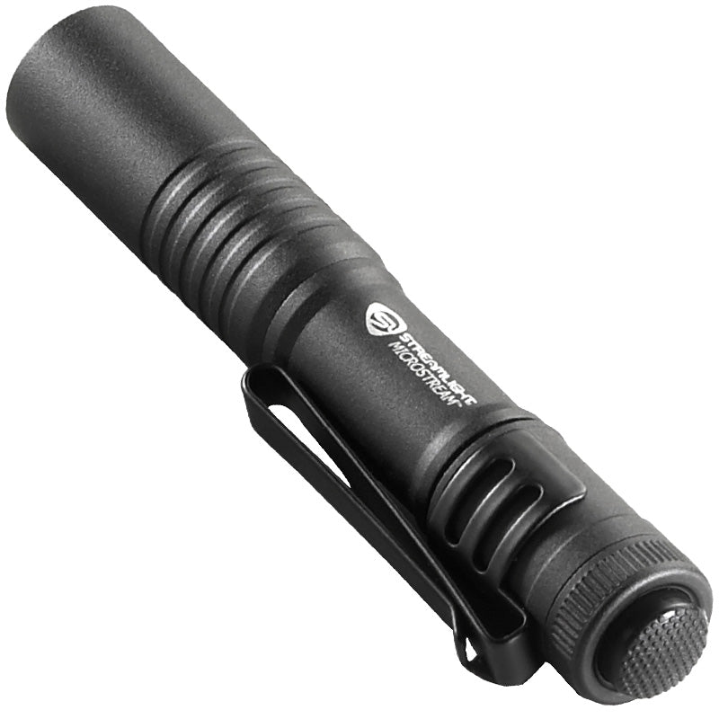 Schwarze Streamlight MicroStream AAA-Taschenlampe mit Endkappenschalter und Clip