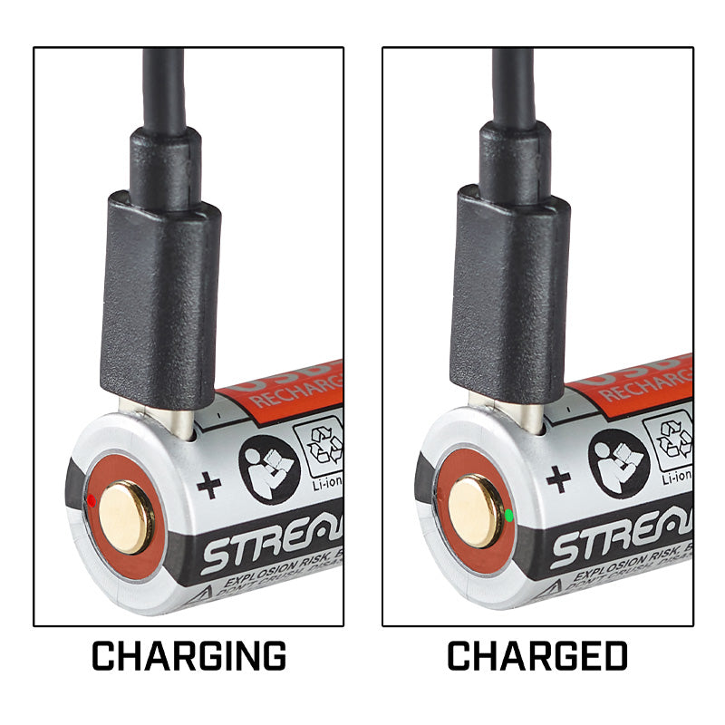 Rote und grüne Ladeanzeige am Streamlight SL-B9 Akku