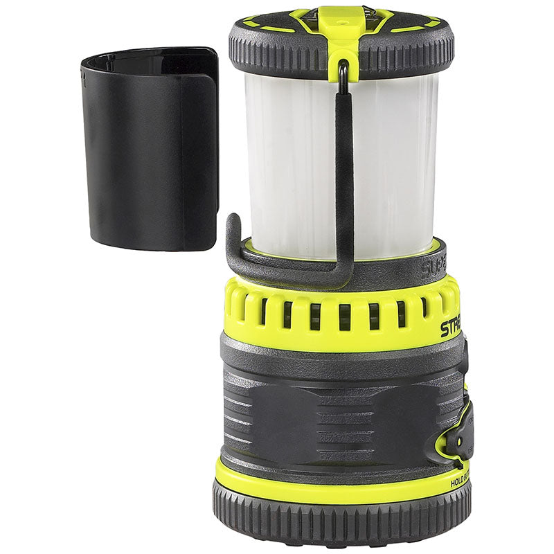 Streamlight Super Siege in Gelb mit abgenommenem Glare Guard neben der Laterne