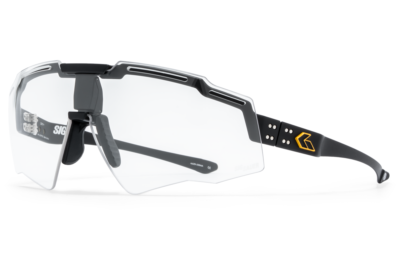 GATORZ SIG SAUER Blastshield B2 – Schwarz mit schwarz-gelbem Logo / Clear / ANSI Z87.1+ nicht polarisiert
