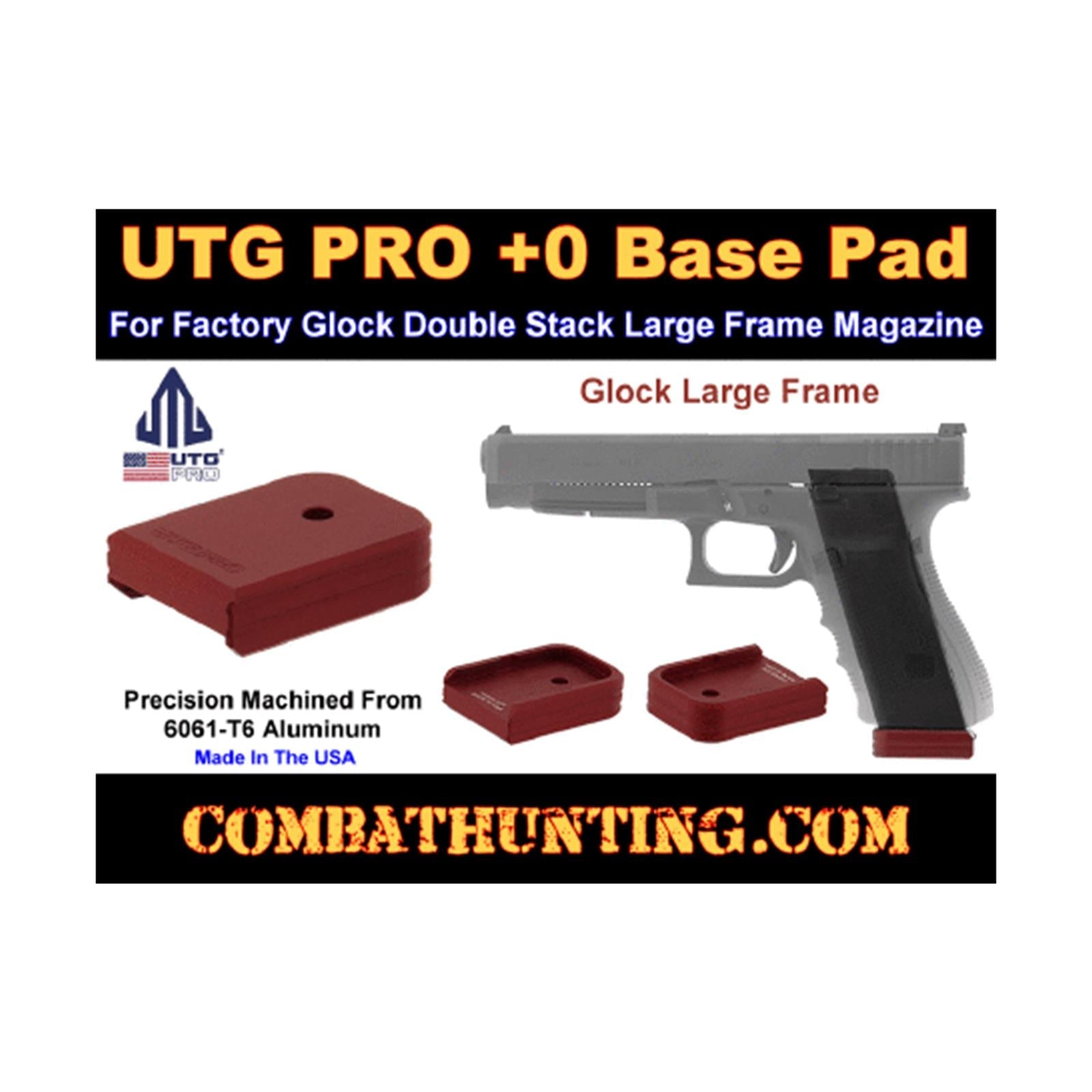 UTG PRO PUBGL02R Glock Large Frame Base Pad Matte Red quadratisch