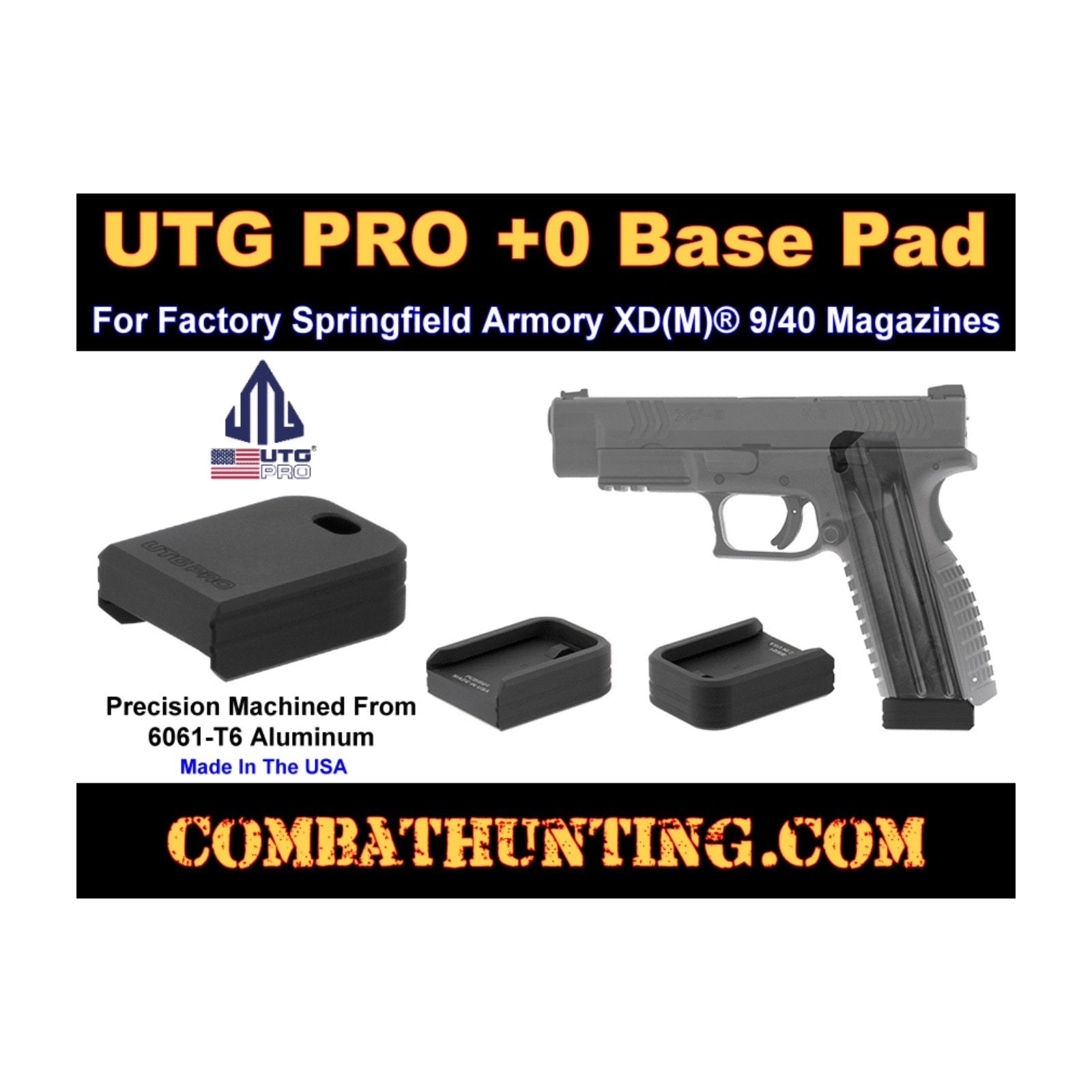 UTG PRO PUBSI01 +0 Base Pad SA XDm Matte Black Aluminum