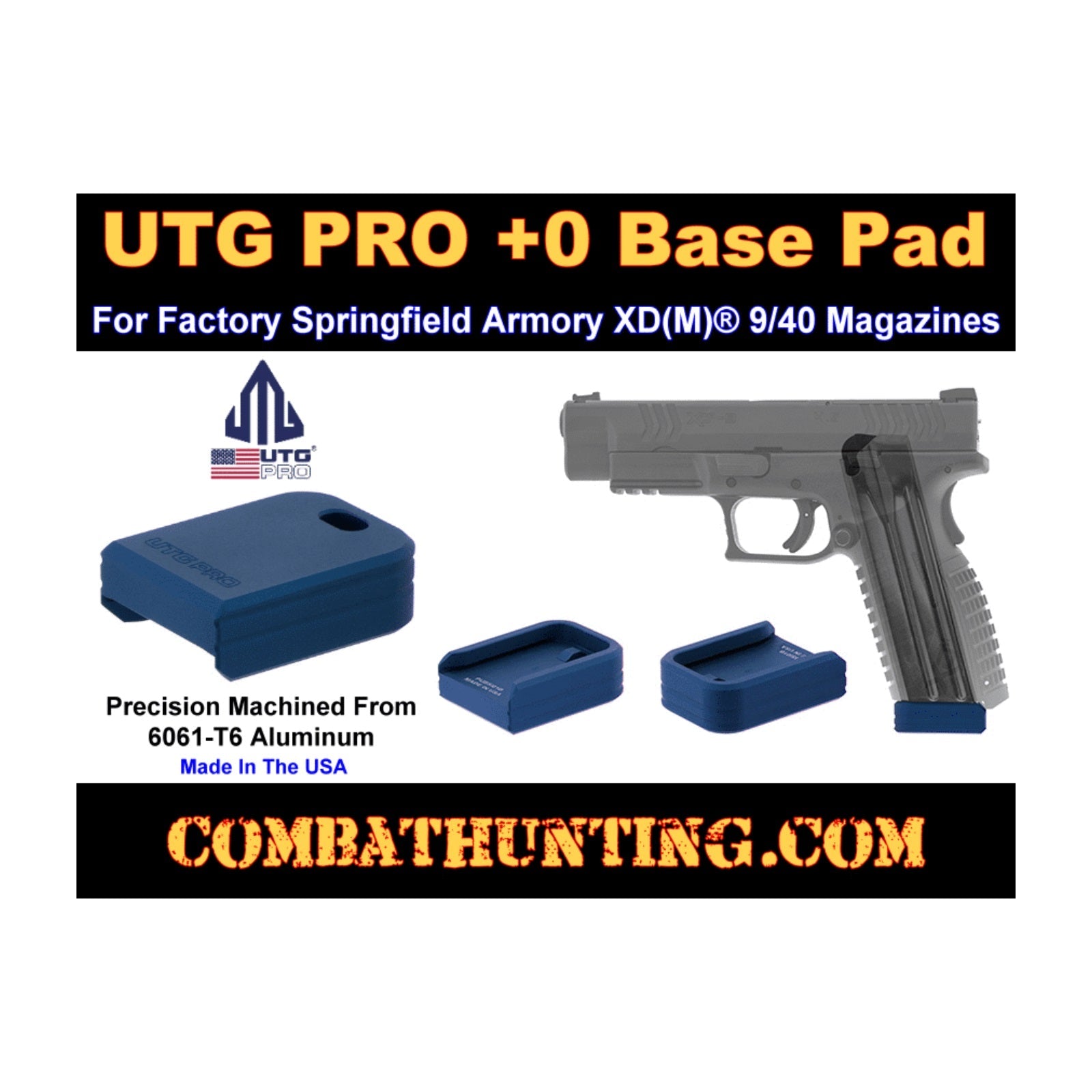 UTG PRO PUBSI01B +0 Base Pad SA XDm Matte Blue Aluminum