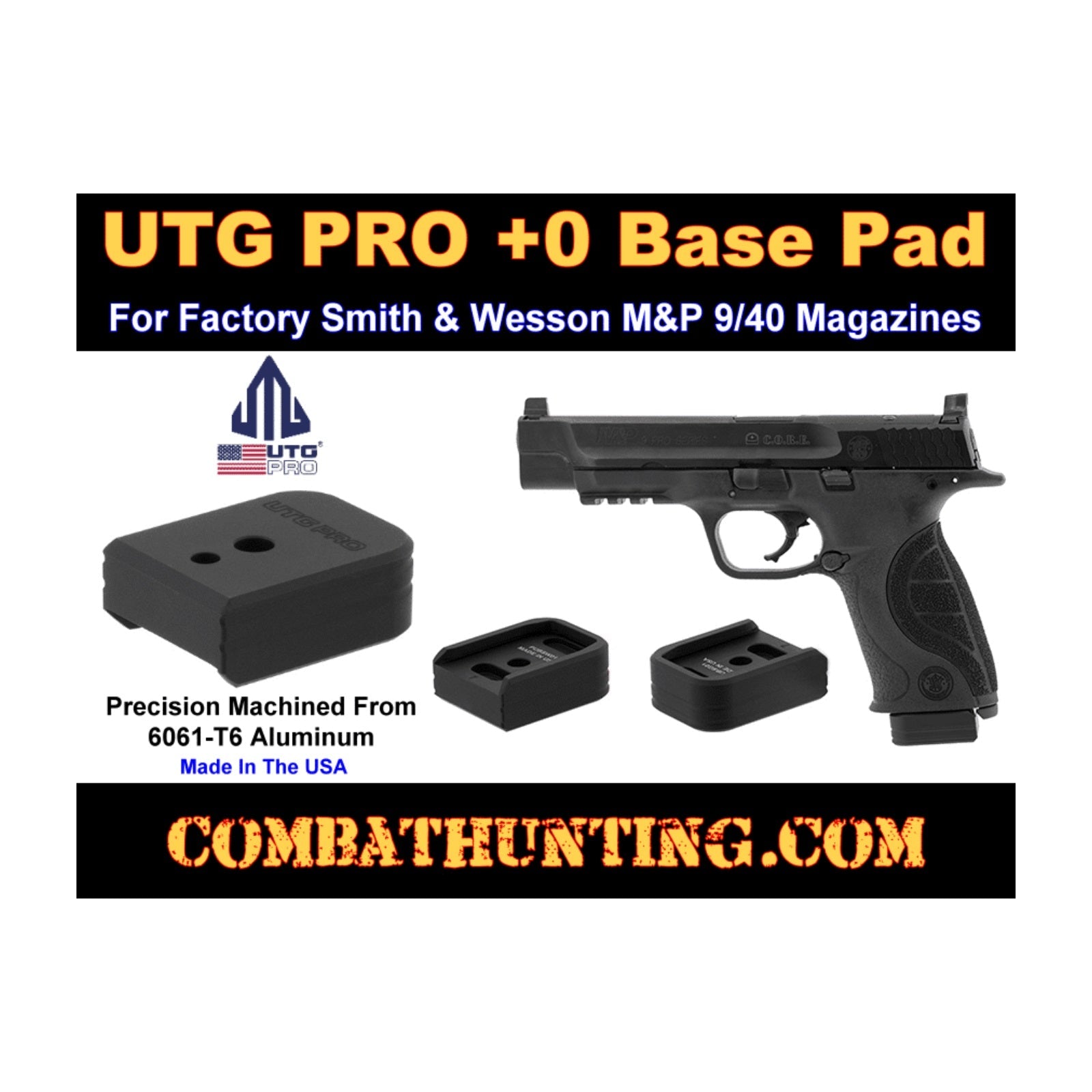 UTG PRO PUBSW01 +0 Base Pad S&W M&P 9/40 Matte Black Aluminum