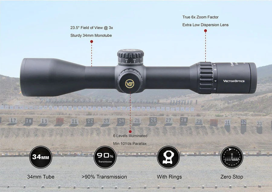 Vector Optics SCFF - 28 - Continental x6 3 - 18x50 FFP VCT - 34FFP (34 mm) - Black Raptor