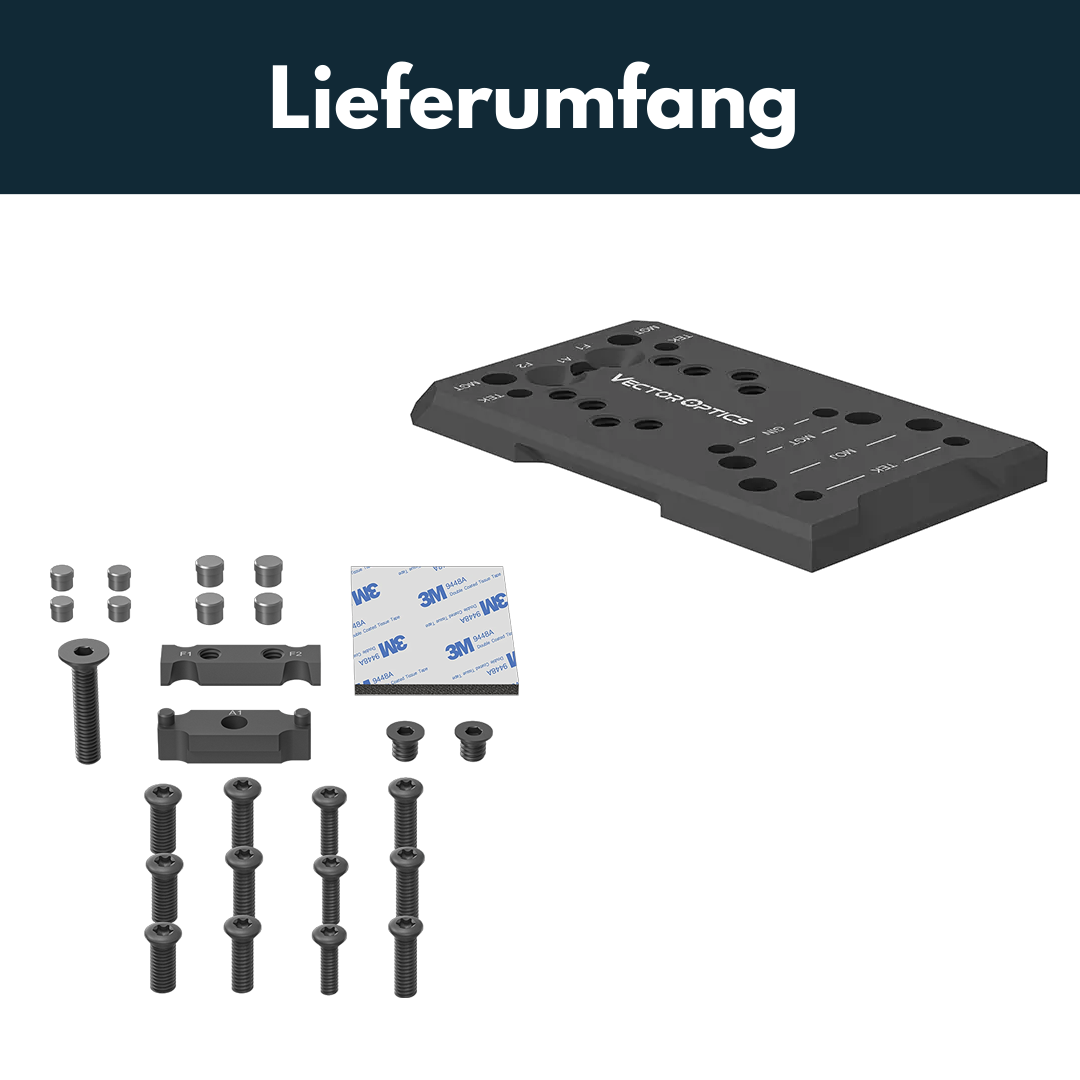 Vector Optics SCFRM-GK11 – Lieferumfang mit Schrauben und Adapterteilen