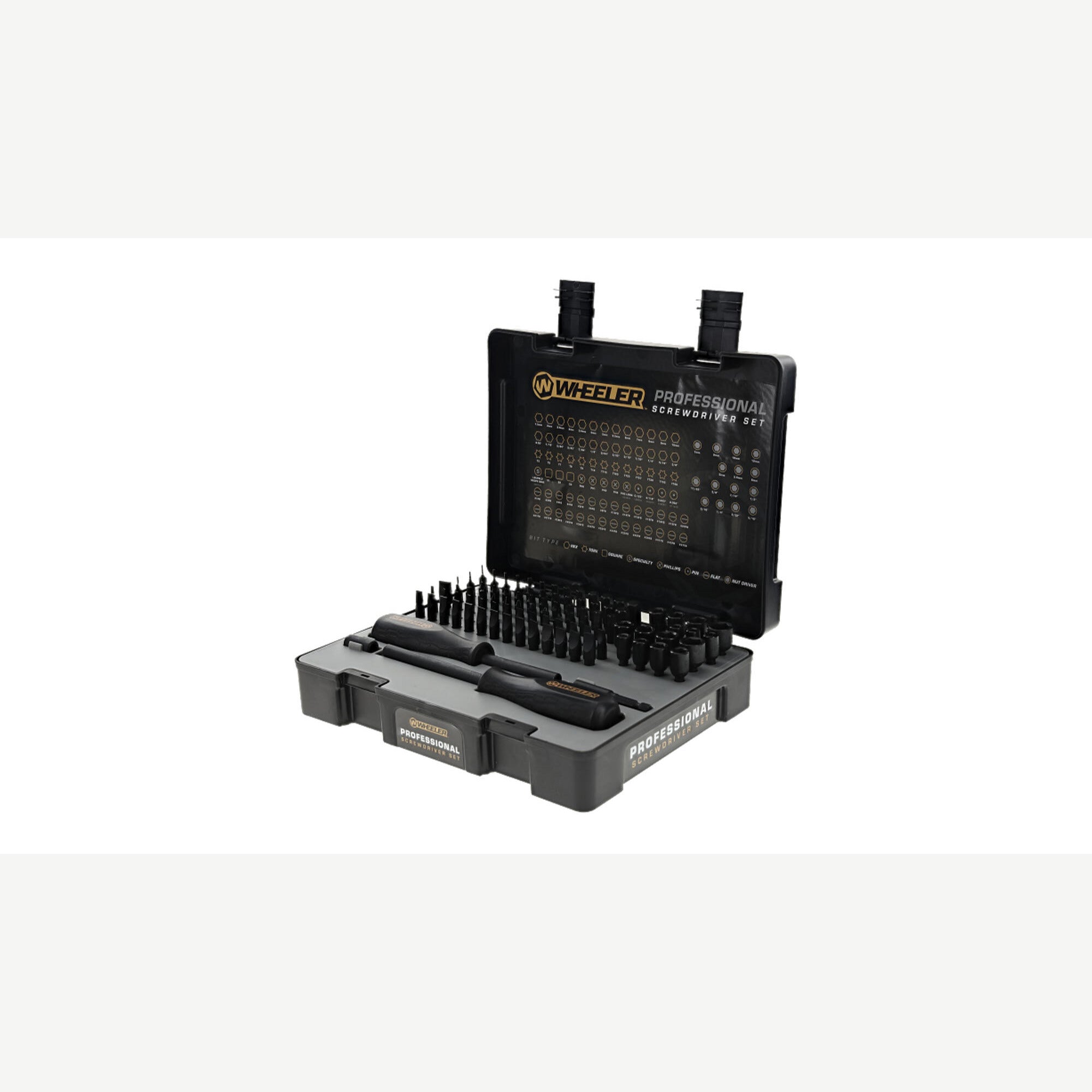 WHEELER Professional Schraubendreher-Set 4001003 geöffnet mit 100 Teilen im Hartschalenkoffer