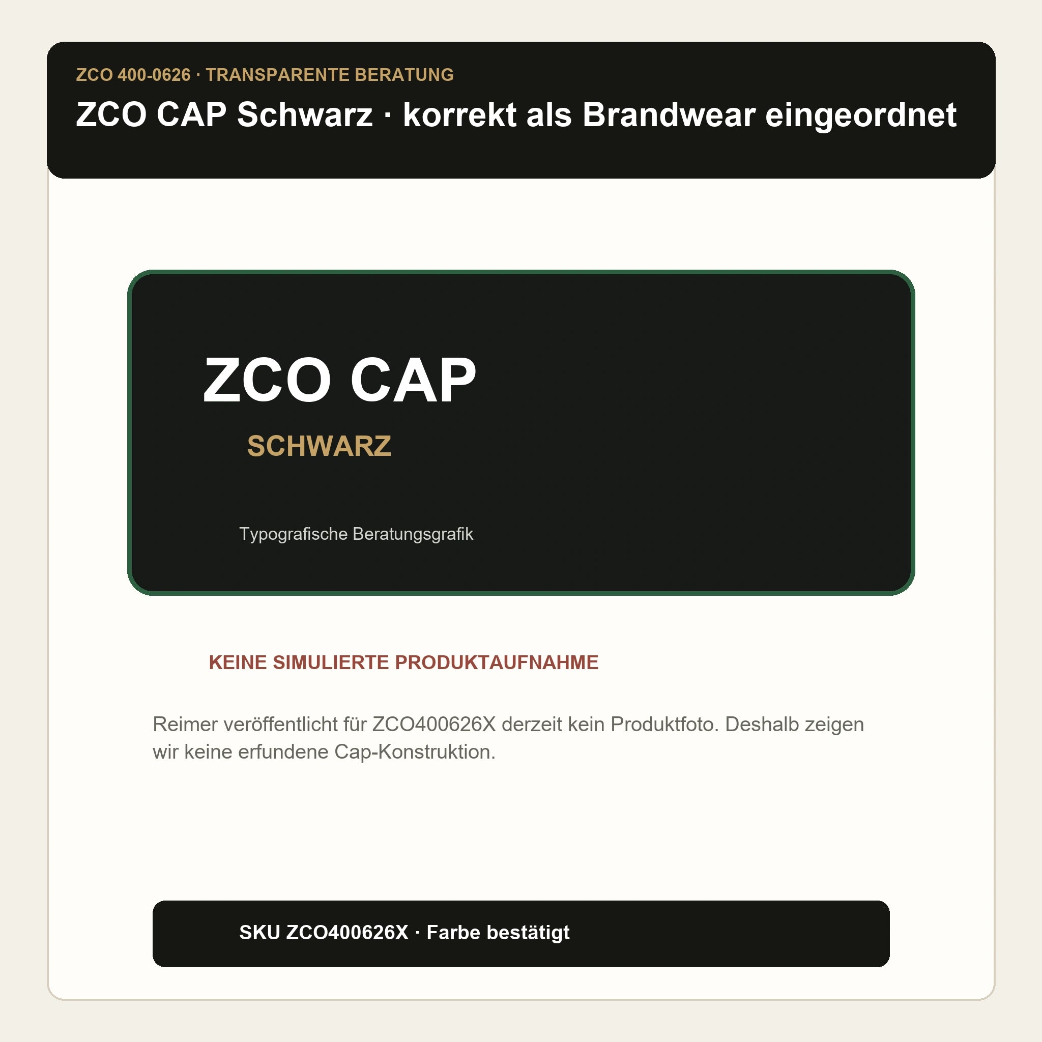 ZCO CAP Schwarz 400-0626 – transparente Beratungsdarstellung ohne simuliertes Produktfoto