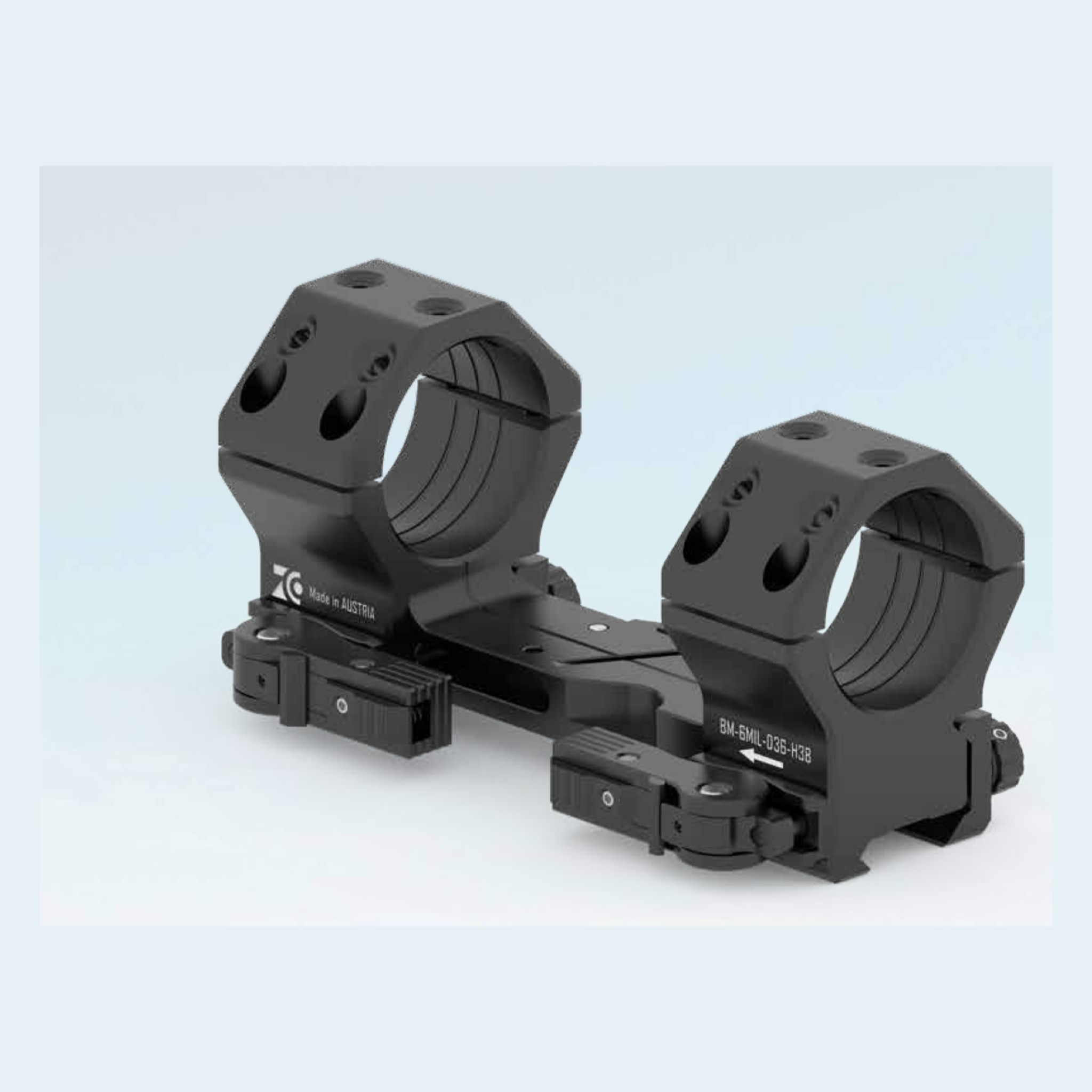 ZCO Block Mount QT 400-0646, Schwarz, 36 mm, 6 MIL, Achshöhe 38 mm