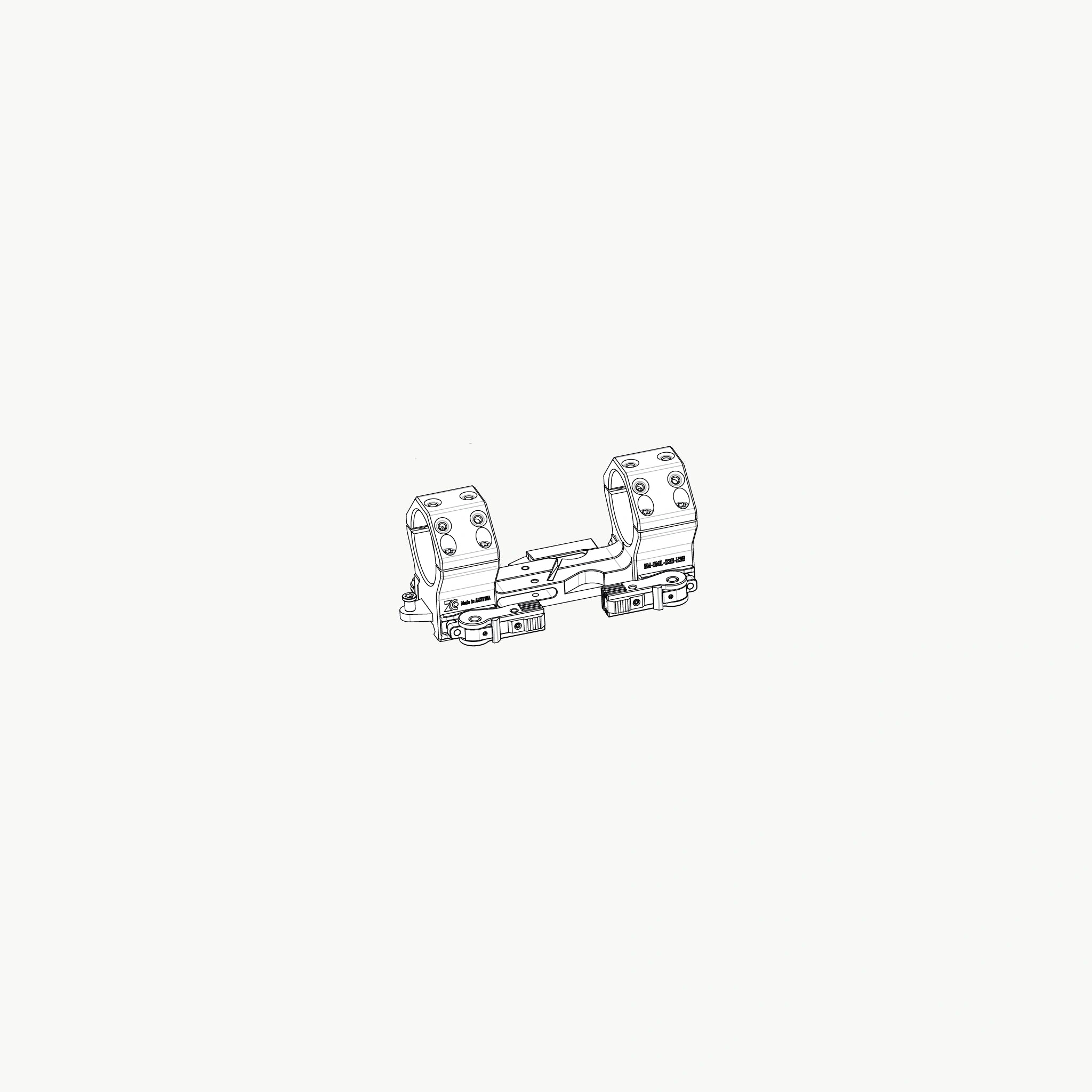 ZCO 400-0647 Blockmontage mit Schnellspanner, 0 MIL und 38 mm – offizielle Konstruktionsdarstellung, Ausführung FDE