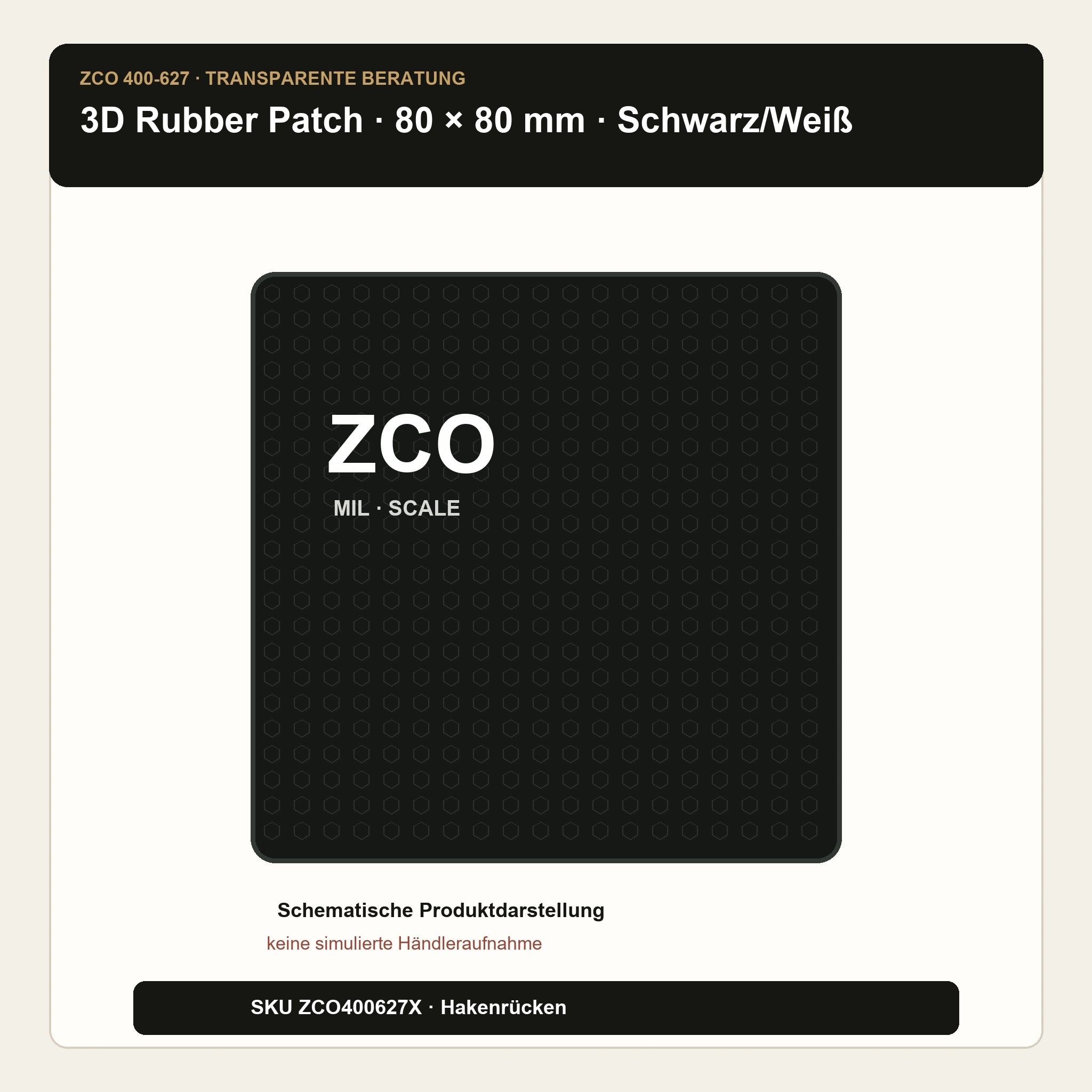 ZCO Patch 400-627 – transparente schematische 3D-Rubber-Patch-Darstellung